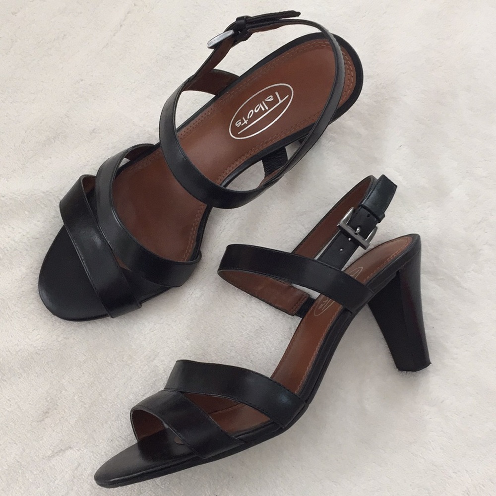 Talbots Priscilla1 black leather sandals